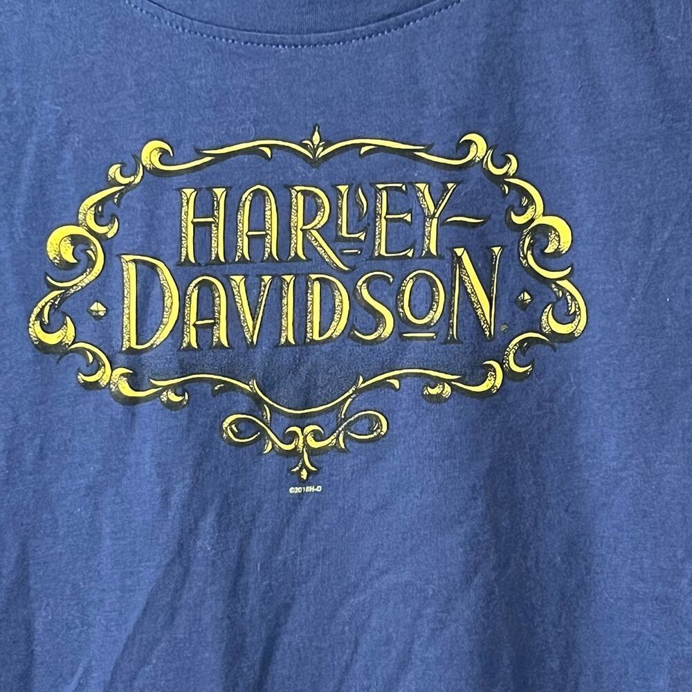 HARLEY DAVIDSON Mackinac Island Michigan Harley Davidson Blue Tee Sz L - Picture 2 of 5